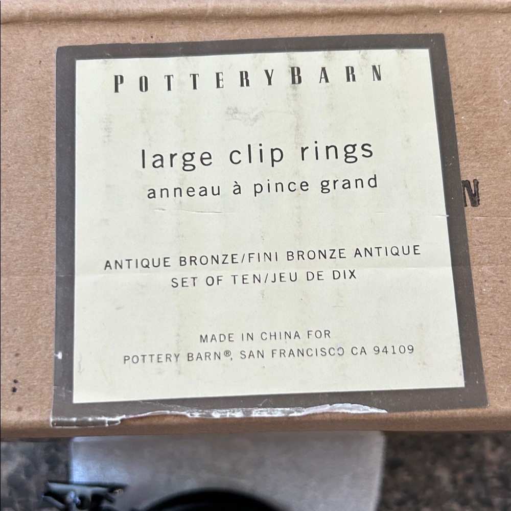Pottery Barn Antique Bronze Clip Rings - Picture 2 of 2
